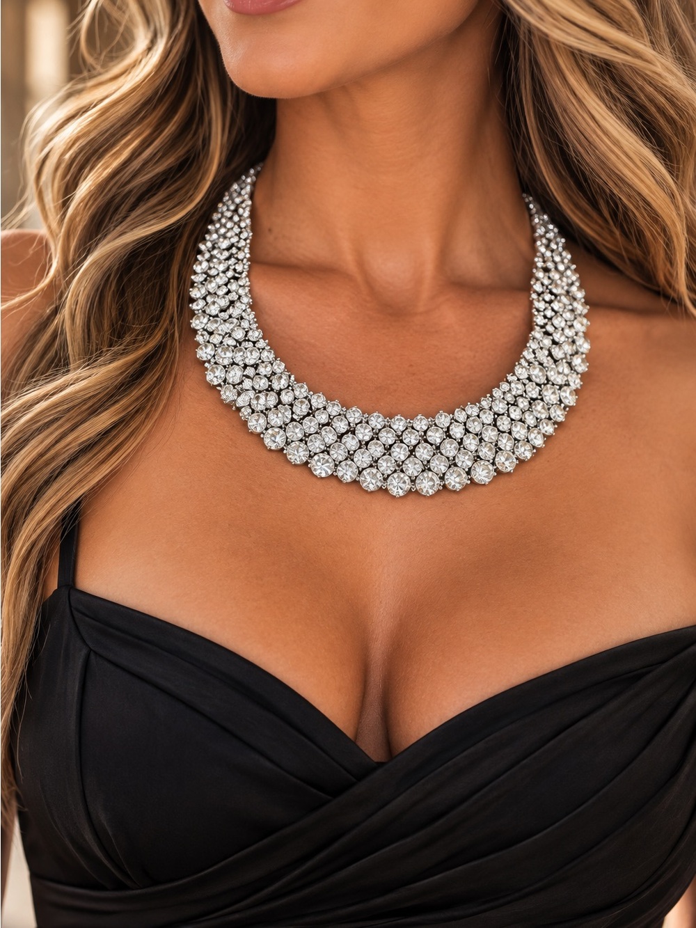 Natasha/Natasha Couture-style rhinestone statement collar necklace - NWT